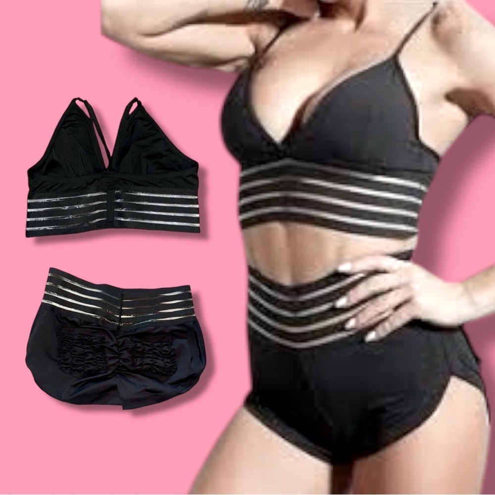 2 Piece Swim Suit Scrunch Butt Booty Shorts NWOT Top Size XL Bottom Size L